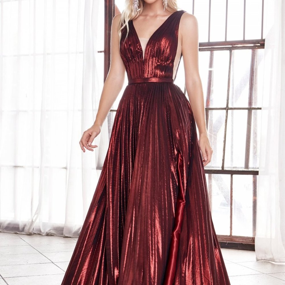 V-Neck Pleated A-Line Shape Prom Dress CD160